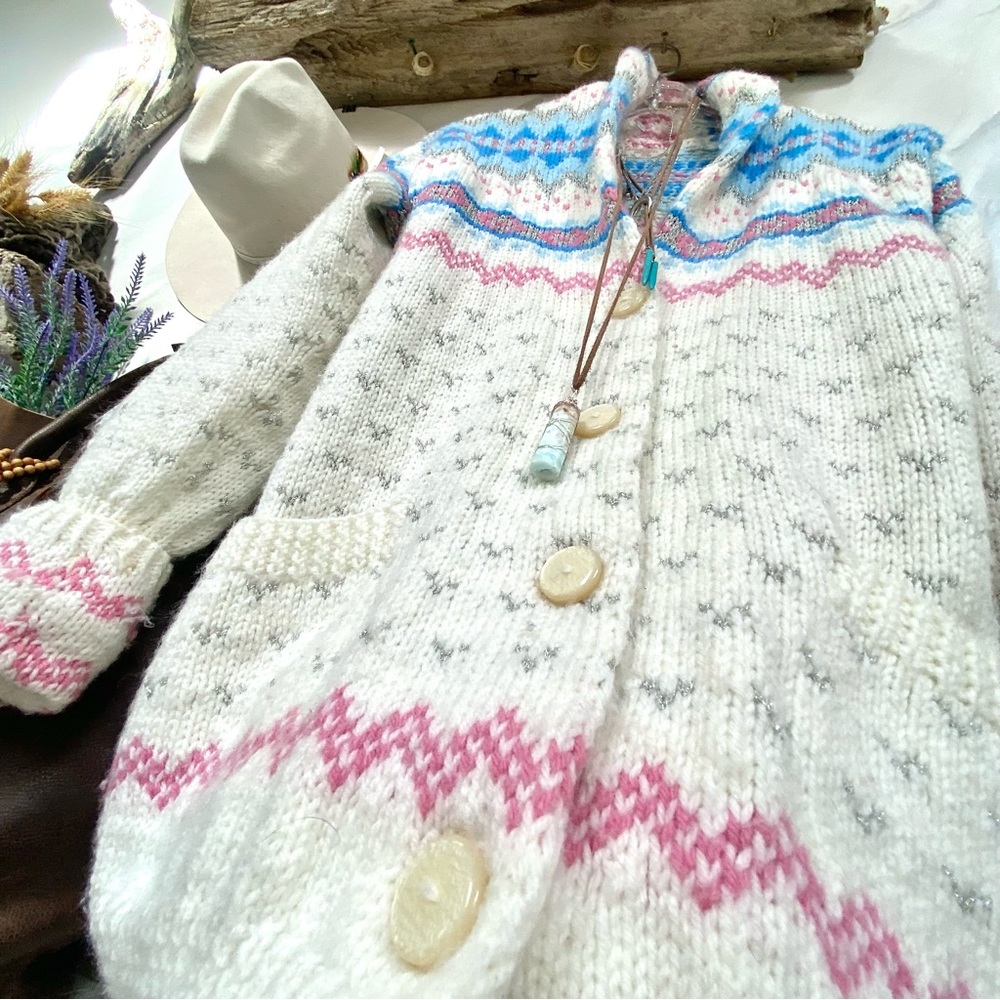 SOLD⭐️RARE Artisan HANDCRAFTED granny sweater-Navajo/NORDIC/Aztec/Pendleton vibe - Picture 9 of 16